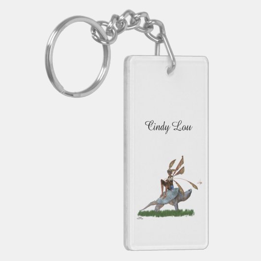 Jongen die vliegen op een schildpad met acrylSleut Sleutelhanger (Voorkant Links)