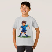 Jongen die voetbal speelt t-shirt (Voorkant volledig)