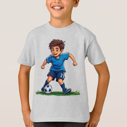 Jongen die voetbal speelt t-shirt (Voorkant)