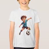 Jongen die voetbal speelt Tri-Blend shirt (Voorkant)