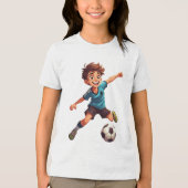 Jongen die voetbal speelt Tri-Blend shirt (Voorkant)