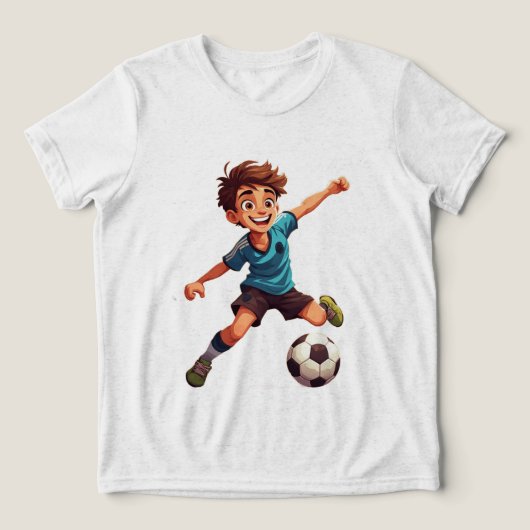 Jongen die voetbal speelt Tri-Blend shirt (Design voorkant)