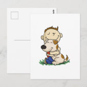Jongen die zijn hond liefdevol omhelst | Achterkle Briefkaart (Voorkant / Achterkant)