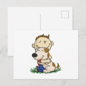 Jongen die zijn hond liefdevol omhelst | Achterkle Briefkaart (Voorkant / Achterkant)