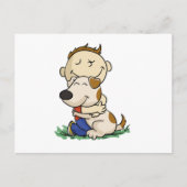 Jongen die zijn hond liefdevol omhelst | Achterkle Briefkaart (Voorkant)
