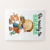 Jongen die zijn lunch deelt met kinder Bijbelpuzze Legpuzzel (Horizontaal)