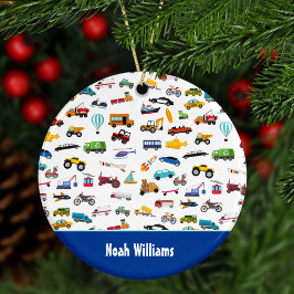 Jongen Dingen die Kind kerst met auto's verplaatse Keramisch Ornament