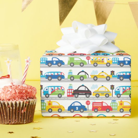 Jongen Dingen die Voertuignaamleeftijd verplaatsen Cadeaupapier (Verjaardagsfeest)