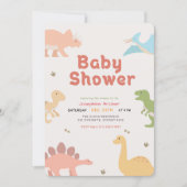 Jongen Dino Dinosaur Babyfeestje Kaart (Voorkant)