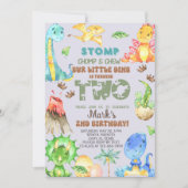 Jongen dino wordt twee 2e verjaardag. kaart (Voorkant)