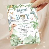 Jongen Dinosaur Baby Shower Uitnodiging 