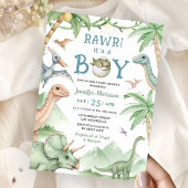 Jongen Dinosaur Baby Shower Uitnodiging 