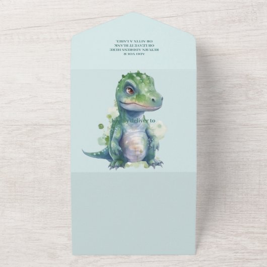 Jongen Dinosaur Baby Shower Uitnodiging (Buitenkant)