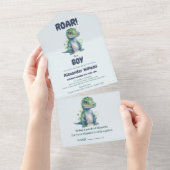 Jongen Dinosaur Baby Shower Uitnodiging (Afscheurbaar)