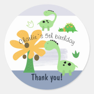 Jongen Dinosaur Jurassic Verjaardagsfeestje Ronde Sticker