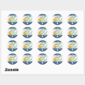 Jongen Dinosaur Jurassic Verjaardagsfeestje Ronde Sticker (Vel)
