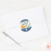 Jongen Dinosaur Jurassic Verjaardagsfeestje Ronde Sticker (Envelop)