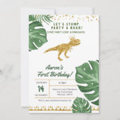 Jongen dinosaur-verjaardagsuitnodiging kaart (Voorkant)