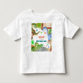 Jongen dinosaurus 3e verjaardagsuitnodiging kinder shirts