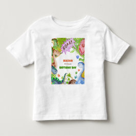 Jongen dinosaurus 4e verjaardagsuitnodiging kinder shirts