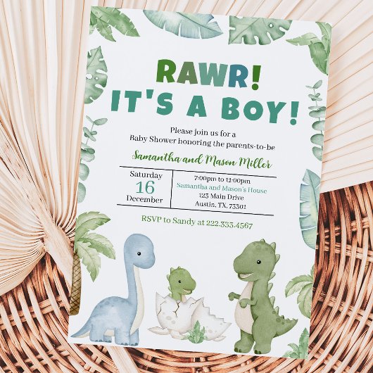 Jongen Dinosaurus Baby Borrel Kaart