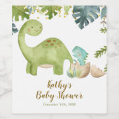 Jongen Dinosaurus Baby Shower Fles Etiket (Enkel label)