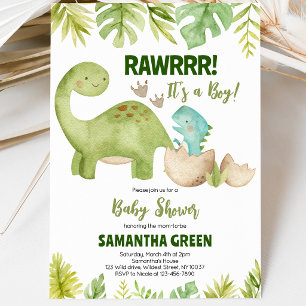 Jongen Dinosaurus Baby Shower Kaart