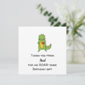 Jongen Dinosaurus Bedankkaart – Bewerkbare Feestje Kaart (Staand voorkant)