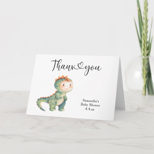Jongen dinosaurus Bedankt babyshower (Voorkant)