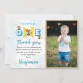 Jongen Dinosaurus Gepersonaliseerde Foto Eerste Ve Bedankkaart (Voorkant)