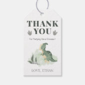 Jongen Dinosaurus Jungle Gelukkige Verjaardag Dank Cadeaulabel (Voorkant)