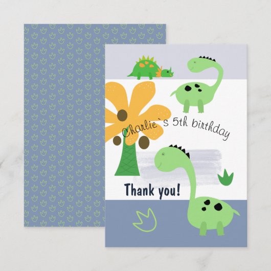 Jongen Dinosaurus Jurassic Verjaardagsfeest Bedankkaart (Voorkant / Achterkant)