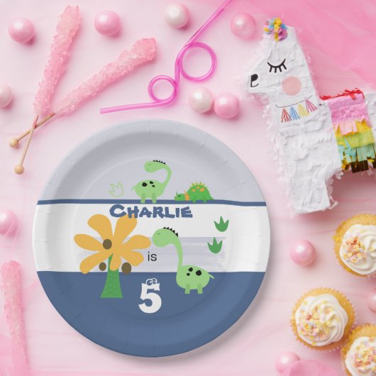 Jongen Dinosaurus Jurassic Verjaardagsfeest Papieren Bordje (Feest)