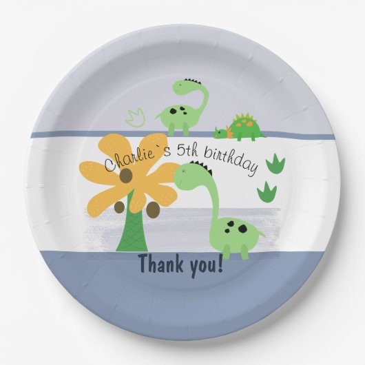 Jongen Dinosaurus Jurassic Verjaardagsfeest Papieren Bordje (Voorkant)