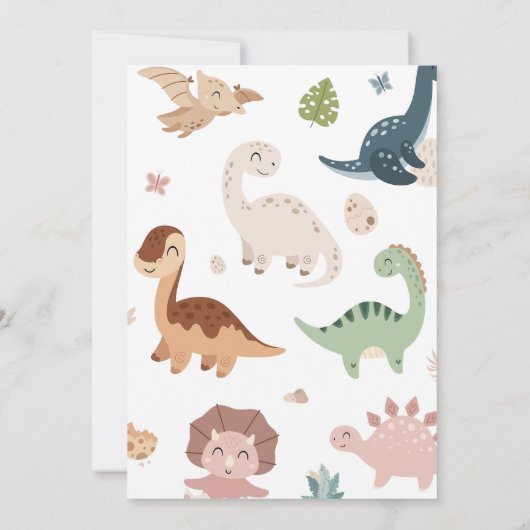 Jongen Dinosaurus Twee Rex 2e Verjaardagsfeestje Kaart (Achterkant)