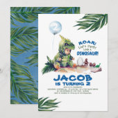 Jongen Dinosaurus Verjaardag Uitnodigingen (Voorkant / Achterkant)