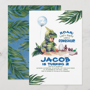 Jongen Dinosaurus Verjaardag Uitnodigingen