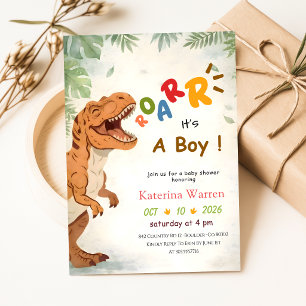 Jongen Dinosaurussen Dino Baby Shower Kaart