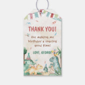 Jongen dinosaurussen eerste verjaardag cadeaulabel (Voorkant)