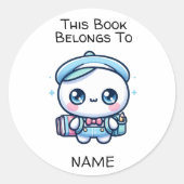 Jongen Dit boek is van Kawaii Ronde Sticker (Voorkant)