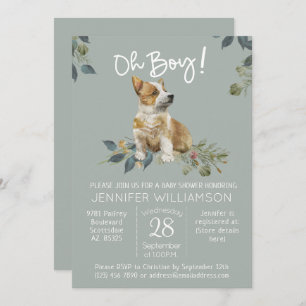 Jongen! Dog Baby shower Corgi Puppy Kaart