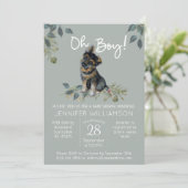 Jongen! Dog Baby shower German Shepherd Puppy Sage Kaart (Staand voorkant)