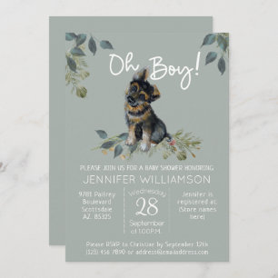 Jongen! Dog Baby shower German Shepherd Puppy Sage Kaart