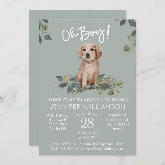 Jongen! Dog Baby shower Kaart (Voorkant / Achterkant)
