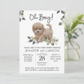 Jongen! Dog Baby shower Labradoodle Kaart (Staand voorkant)