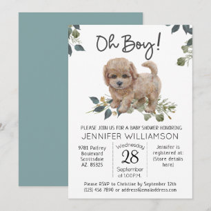 Jongen! Dog Baby shower Labradoodle Kaart