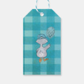 Jongen Domme Gans 1e Verjaardag Blauwe Geruite Cad Cadeaulabel (Achterkant)