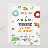 Jongen donut en reptielenfeest kaart (Voorkant)