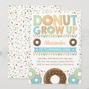 Jongen Donut Uitnodiging Donut Verjaardag Sprinkle