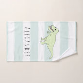 Jongen Doodle T-Rex Dinosaur met naam Kinderen Bad Handdoek (Handdoek)